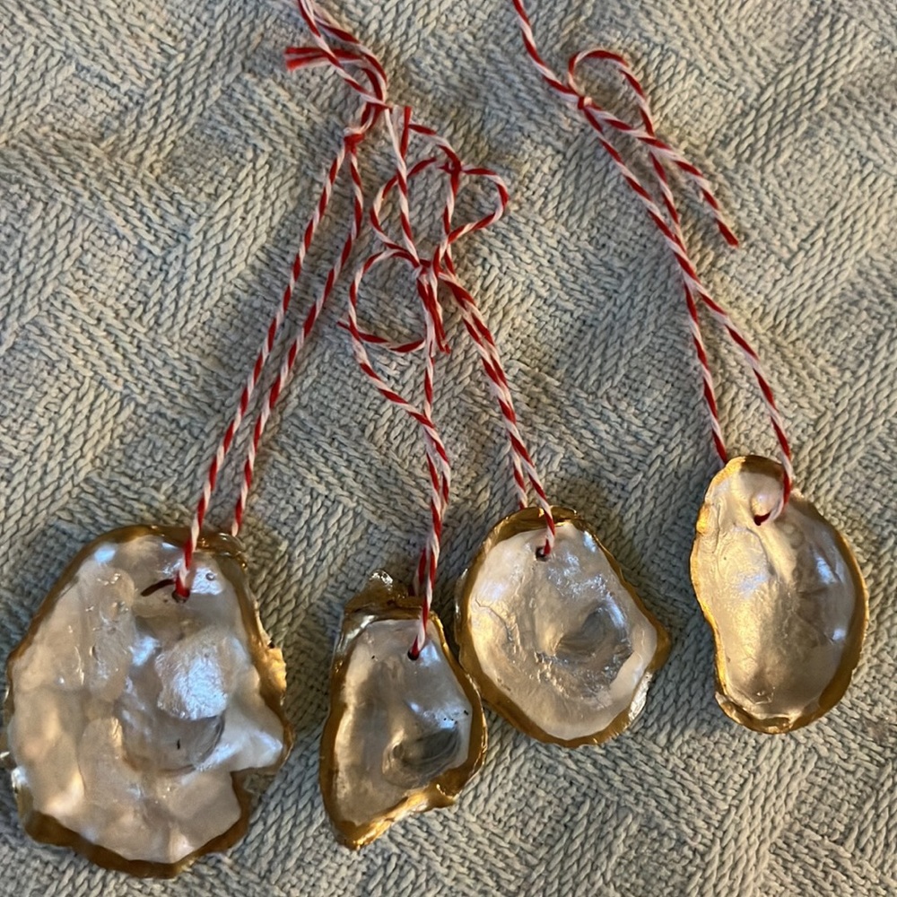 Gold and Silver Oyster Shell Ornaments
